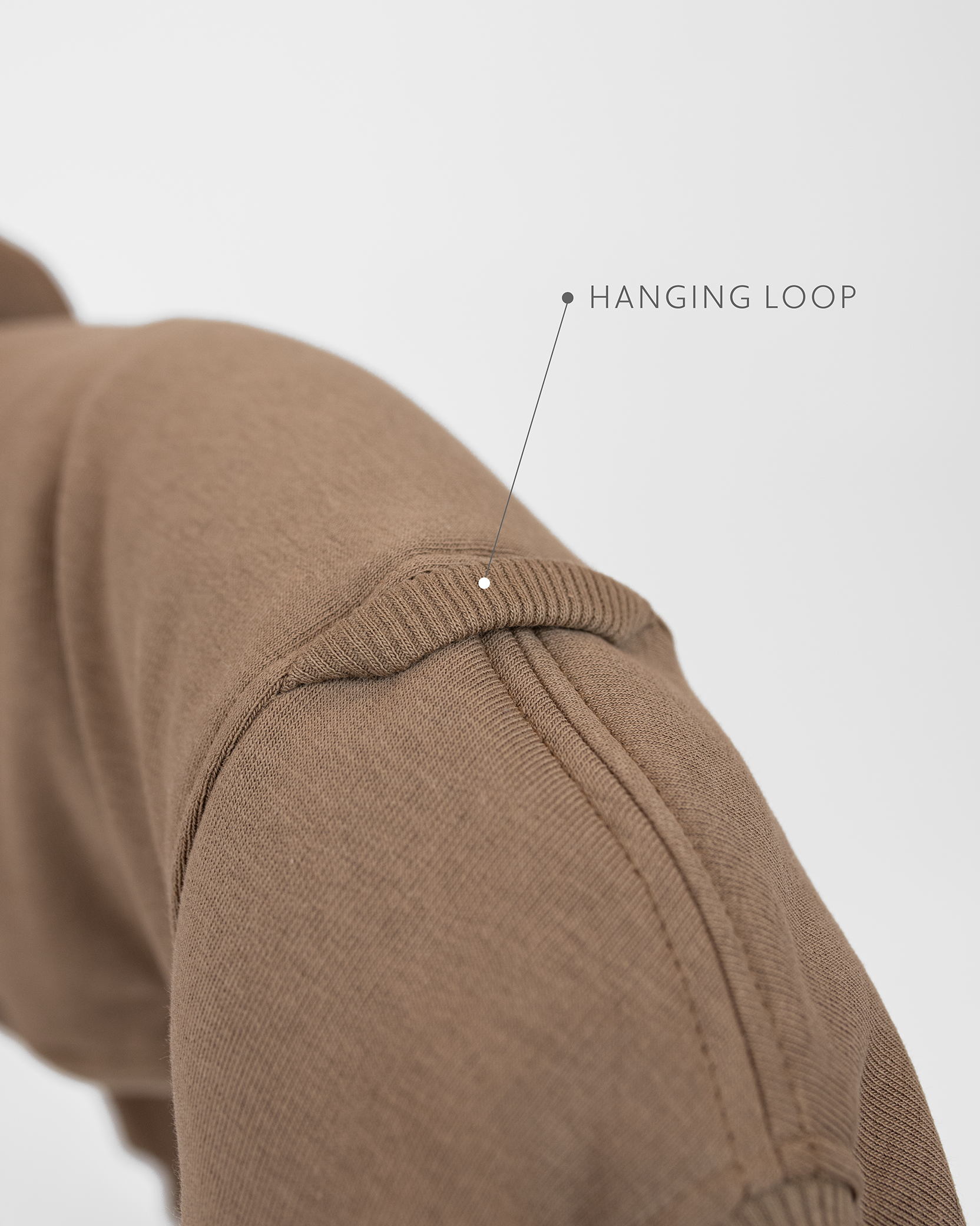 DumasGoods-whippet-clothing-loop-detail-brown The detail of the jumpsuit, hanging loop