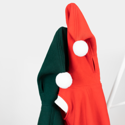 red and green christmas hoods