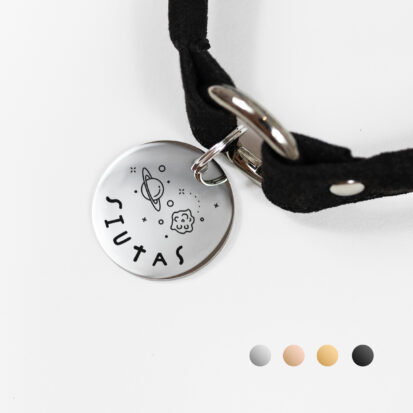 shiny engraved pendant with house collar, galaxy drawing