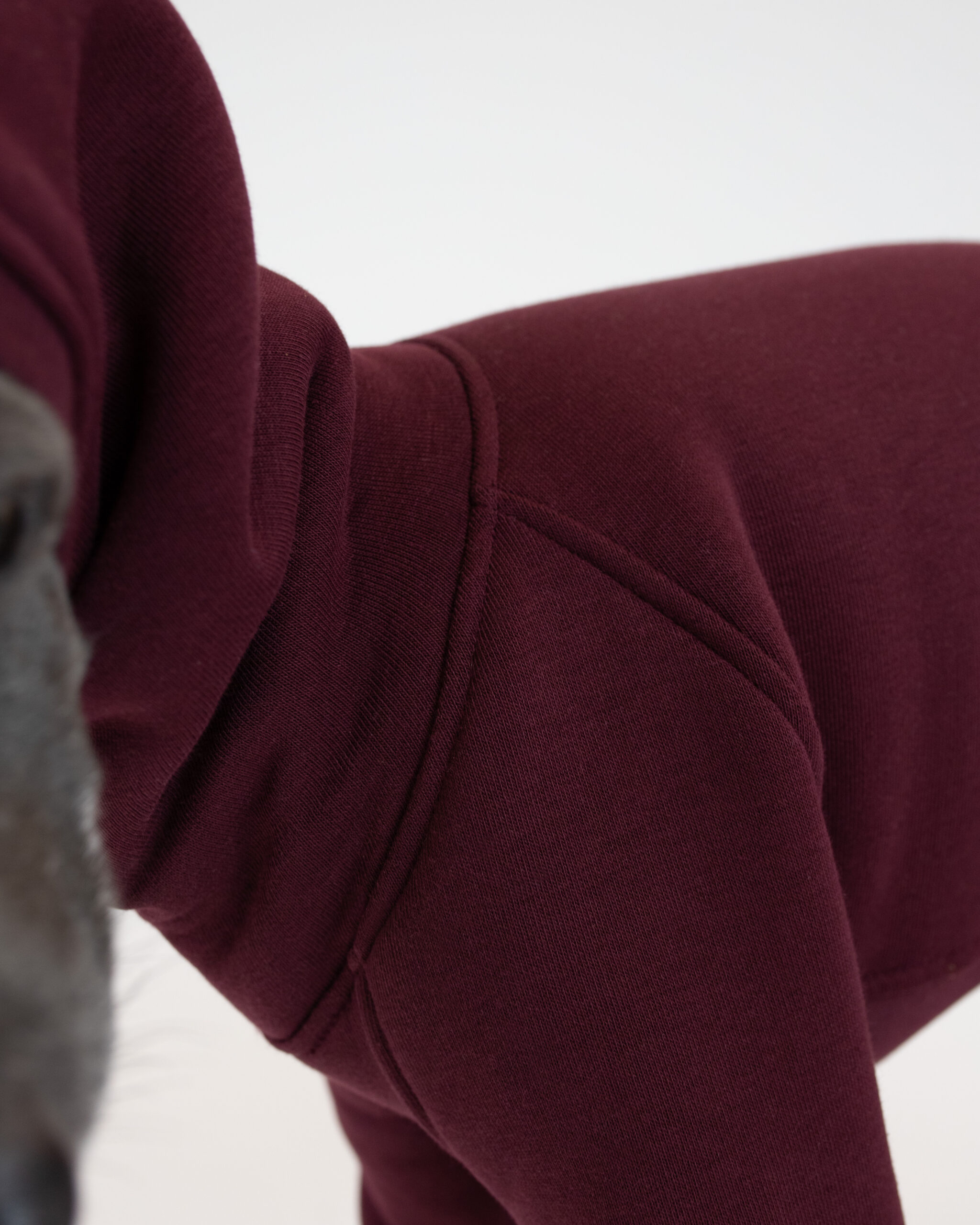 DumasGoods-italian-greyhound-shark-jumpsuit-hoddie-primitivo-details details and seams of primitivo shark jumpsuit