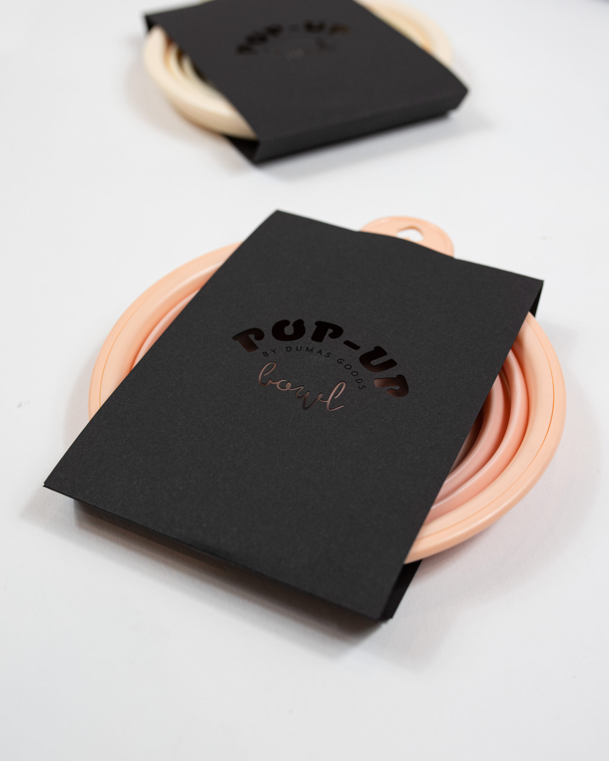 DumasGoods-dog-bowl-pop-up-peach pop-up bowl in peach color