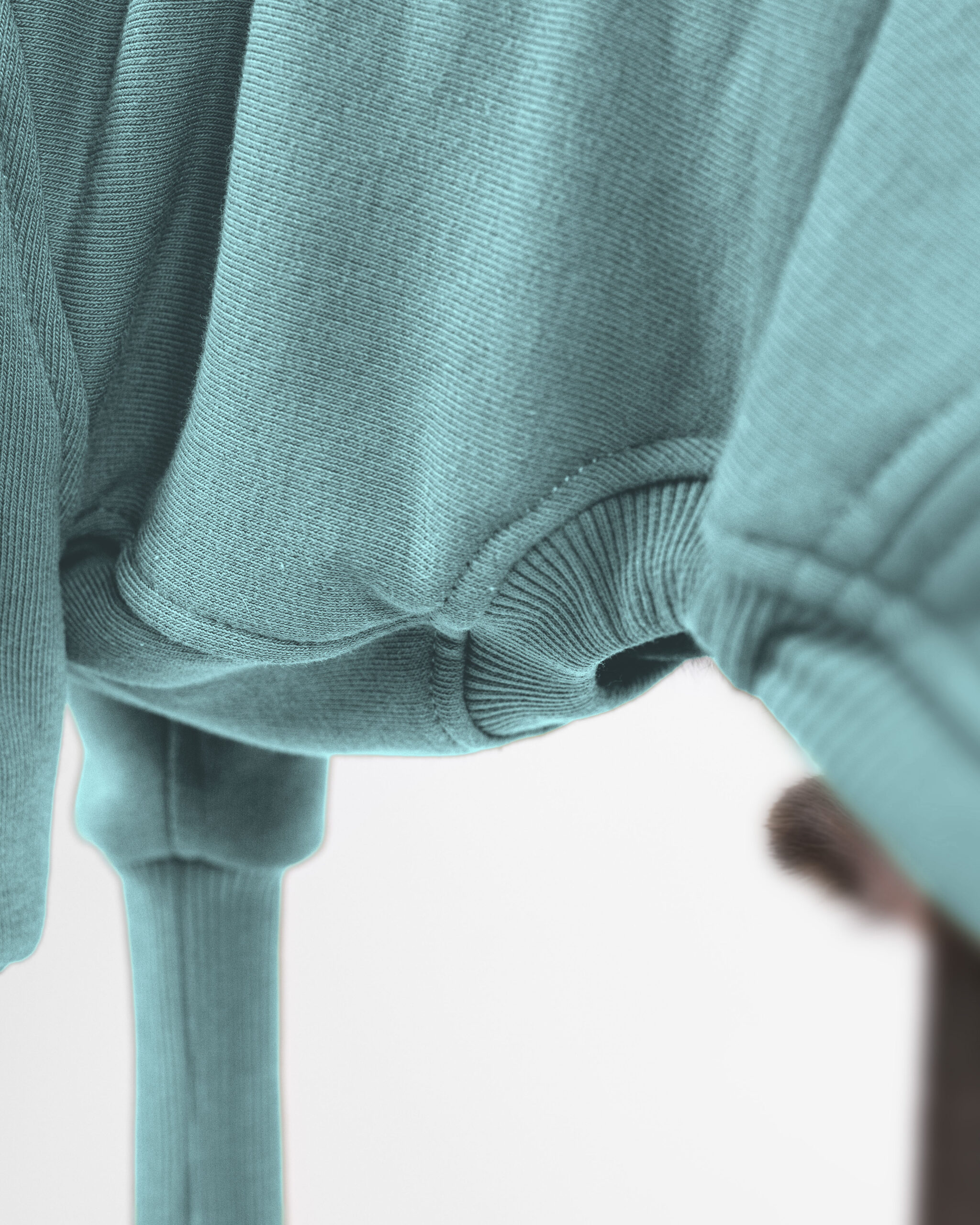 DumasGoods-italian-greyhound-clothes-core-jumper-blue-detail close up of soft core jumper in color iceberg